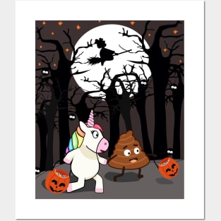 Halloween mit Unicorn und Shit Emoji Posters and Art